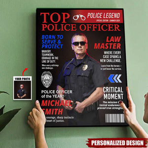 Personalized Police Officer Magazine Cover Poster-Police Officer Gifts