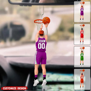 Personalized Back View Basketball Car Ornament - Gift For Basketball Lovers
