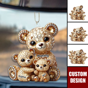 Mom I Love You - Personalized Bear Mom With Kids Car Ornament, Mother's Day Gift