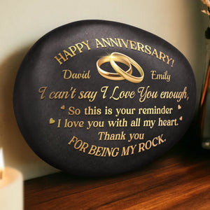 Our Love Blossoms Through Time - Personalized Printed Rock - Anniversary Wedding Gifts For Couple