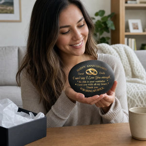 Our Love Blossoms Through Time - Personalized Printed Rock - Anniversary Wedding Gifts For Couple