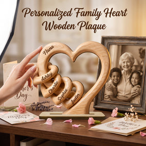 Personalized Heart Wooden Plaque - Gift For Mother's Day