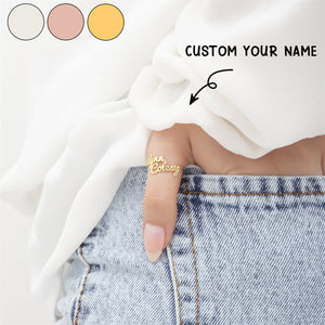 Personalized Double Handwriting Name Ring - Gift For Mom,Couple