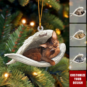 Personalized Cat Sleeping Angel Ornament-Great Gift Idea For Cat Lovers