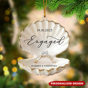 Personalized Beach Engagement Christmas Ornament-Gift For Couple