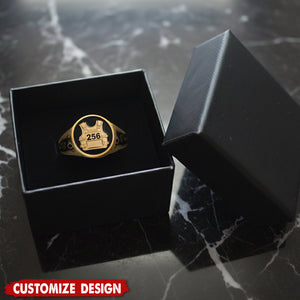 Personalized Police Officer Protect And Serve Signet Ring - Gift For Police Officers