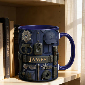 Personalized Police Mug, Custom Coffee Cup for Police Life, Back the Blue Gift Idea
