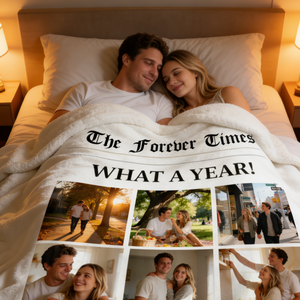 Personalized What A Year Newspaper Couple Blanket