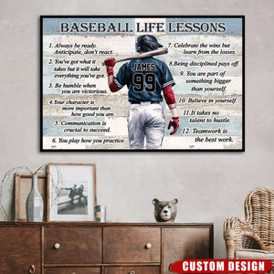 Personalized Baseball Life Lessons Poster-Gift For Baseball Lover