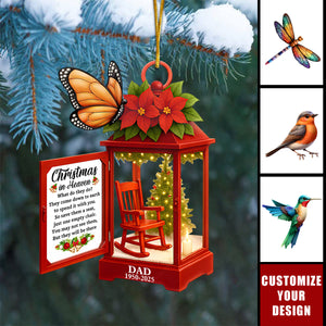 Christmas In Heaven Memorial Bird - Personalized Custom Lantern Shaped Acrylic Ornament