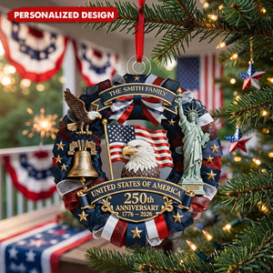 Custom Acrylic Ornament - Personalized America 250th Anniversary Gifts For Mom, Dad, Brother, Sister, Kids - Family Forever United