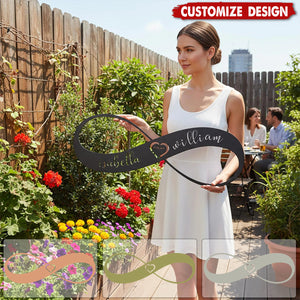 Personalized Infinity Heart Metal Wall Art-Couple Names & Date