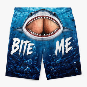 Personalized Funny Men Swim Trunks - Personalized Birthday Gifts For Husband, Son, Grandson, Brother, Grandpa, Dad, Yourself - Cheeky Shark Attack