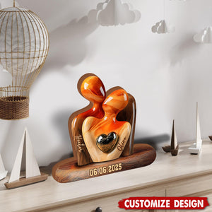 Elegant Couple Statue with Heart Inlay - Personalized Couple Acrylic Plaque