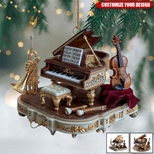 Personalized Classical Instrument Music Room Christmas Ornament - Gift For Music Lovers