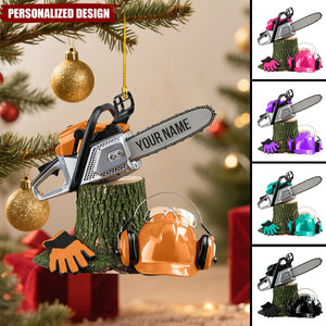 Personalized Arborist Chainsaw Christmas Ornament Gift for Lumberjacks & Loggers
