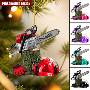 Personalized Arborist Chainsaw Christmas Ornament Gift for Lumberjacks & Loggers