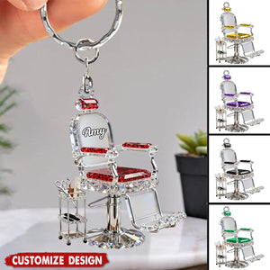 Personalized Barber Chair Keychain -Gift For Hair Stylist