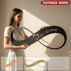 Personalized Infinity Heart Metal Wall Art-Couple Names & Date