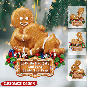 Personalized Naughty Gingerbread Couple Christmas Ornament - Gifts For Couple