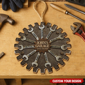 Personalized Garage Sign for Dad, Custom Father's Day Gift with Kids' Names, Little Helpers