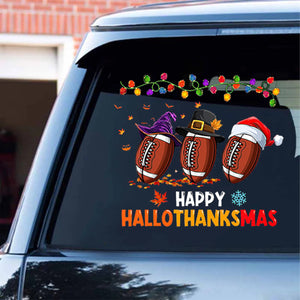 Football Happy Hallothanksmas Maple Snowflake Decal,Sticker