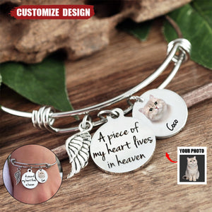 A Piece Of My Heart Lives In Heaven - Memorial Photo Bracelet