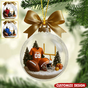 Football Season Is Coming - Personalized Football Transparent Ornament