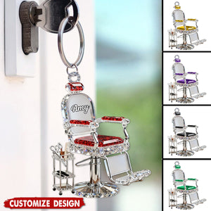 Personalized Barber Chair Keychain -Gift For Hair Stylist