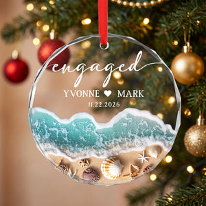 Personalized Beach Engaged Married Ornament - Gifts for Couples