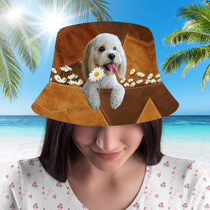 Cockapoo Holding Daisy Bucket Hat