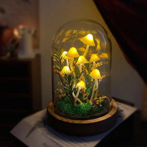 Enchanted Forest Yellow Mushroom Lamp-Fairy Tale Decor for Home