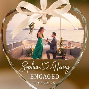Customize Photo Engagement Ornament: First Christmas Engaged Keepsake, Custom Engagement Gifts, Xmas Gift Couple