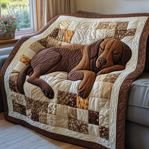 Sleepy Chocolate Labrador Quilted Blanket
