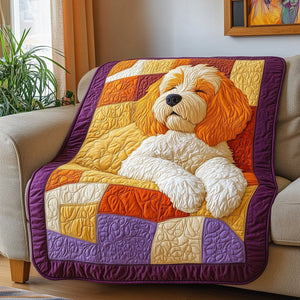Sleeping Goldendoodle02 Quilted Blanket