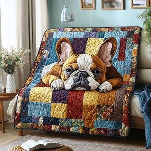 Sleepy Frenchie/French Bulldog Quilted Blanket