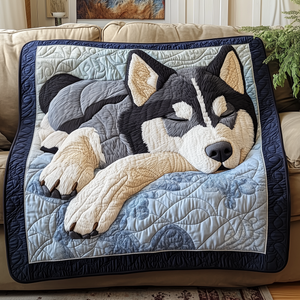 Sleepy Husky02 Quilted Blanket