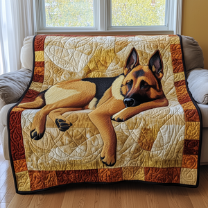 Sleepy German Shepherd Quilted Blanket