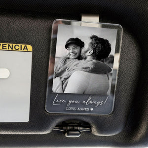 Personalized Couple Photo Car Visor Clip, Drive Safe Gift