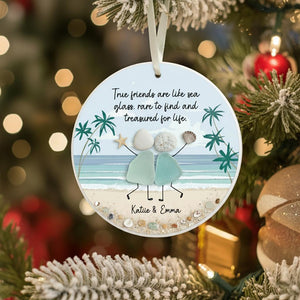 Personalized Friendship Sea Glass Christmas Ornament, Soul Sister Gift