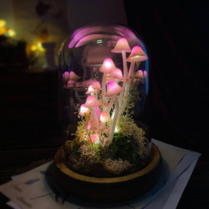 Enchanted Forest Pink Mushroom Handmade Night Light-Fairy Tale Decor for Home