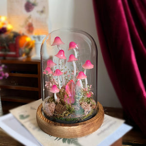 Enchanted Forest Pink Mushroom Handmade Night Light-Fairy Tale Decor for Home