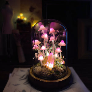 Enchanted Forest Pink Mushroom Handmade Night Light-Fairy Tale Decor for Home