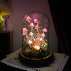 Enchanted Forest Pink Mushroom Handmade Night Light-Fairy Tale Decor for Home