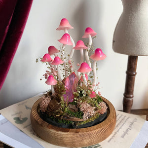 Enchanted Forest Pink Mushroom Handmade Night Light-Fairy Tale Decor for Home