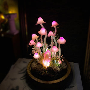 Enchanted Forest Pink Mushroom Handmade Night Light-Fairy Tale Decor for Home
