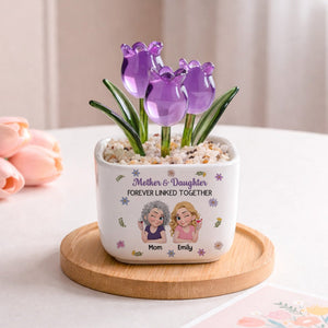 Linked Together Cartoon - Personalized Custom Glass Everlasting Tulips