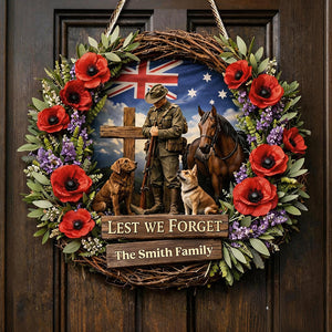 Lest We Forget, Anzac Day - Personalized Veteran Custom Shaped Wood Sign