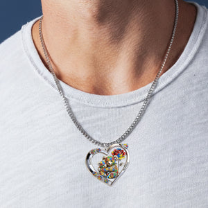 Any Animal Strong Mama - Personalized Autism Awareness Shaped Metal Pendant Necklace