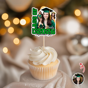 Custom Photo Class Of 2026 Graduation Cupcake Toppers